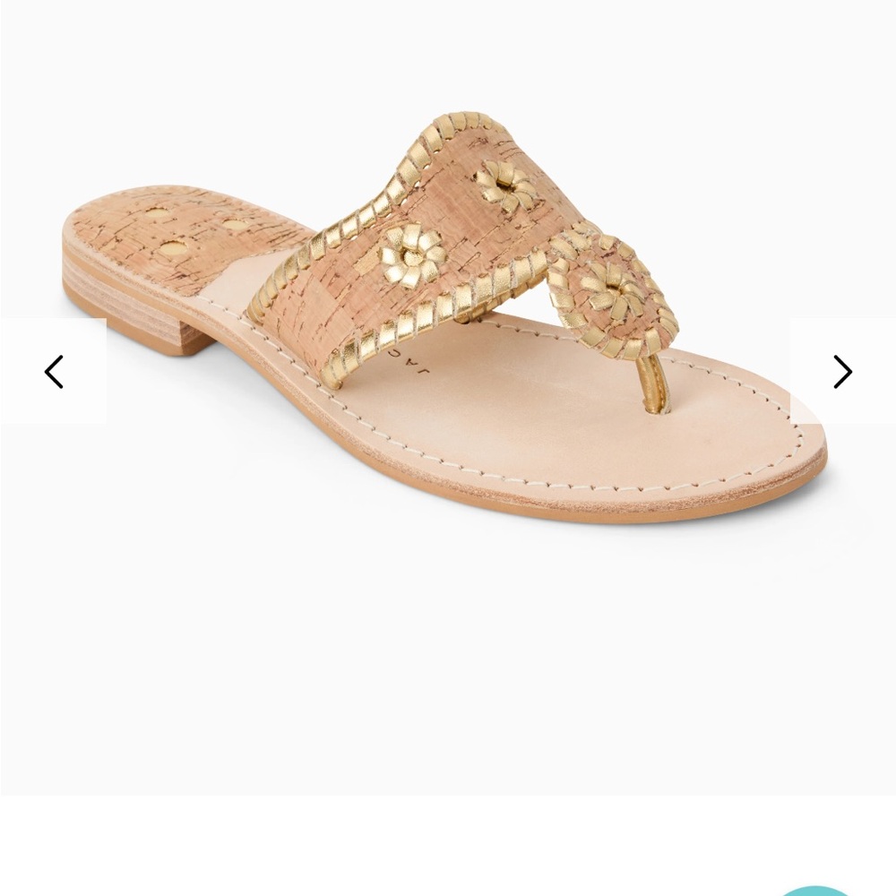 Jack Rogers Gold and Tan Sandals with Whipstitching